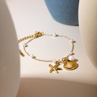 Casual Beach Starfish Shell 304 Stainless Steel 18K Gold Plated Bracelets In Bulk main image 3