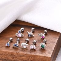 1 Piece Ear Cartilage Rings & Studs Simple Style Classic Style Heart Shape 316 Stainless Steel  Copper Polishing Inlay Diamond 18K Gold Plated Ear Cartilage Rings & Studs main image 3