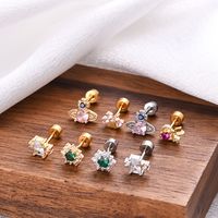 1 Piece Ear Cartilage Rings & Studs Simple Style Classic Style Heart Shape 316 Stainless Steel  Copper Polishing Inlay Diamond 18K Gold Plated Ear Cartilage Rings & Studs main image 4