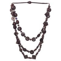 Vintage Style Exaggerated Classic Style Round Square Wooden Beads Wood Coconut Shell Charcoal Women's Layered Necklaces sku image 1