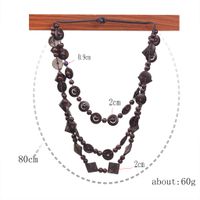 Vintage Style Exaggerated Classic Style Round Square Wooden Beads Wood Coconut Shell Charcoal Women's Layered Necklaces main image 2
