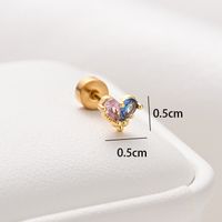 1 Piece Ear Cartilage Rings & Studs Simple Style Classic Style Heart Shape 316 Stainless Steel  Copper Polishing Inlay Diamond 18K Gold Plated Ear Cartilage Rings & Studs sku image 17