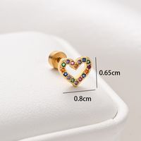 1 Piece Ear Cartilage Rings & Studs Simple Style Classic Style Heart Shape 316 Stainless Steel  Copper Polishing Inlay Diamond 18K Gold Plated Ear Cartilage Rings & Studs sku image 4
