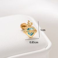 1 Piece Ear Cartilage Rings & Studs Simple Style Classic Style Heart Shape 316 Stainless Steel  Copper Polishing Inlay Diamond 18K Gold Plated Ear Cartilage Rings & Studs sku image 18