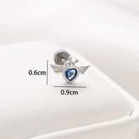 1 Piece Ear Cartilage Rings & Studs Simple Style Classic Style Heart Shape 316 Stainless Steel  Copper Polishing Inlay Diamond 18K Gold Plated Ear Cartilage Rings & Studs sku image 6