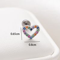 1 Piece Ear Cartilage Rings & Studs Simple Style Classic Style Heart Shape 316 Stainless Steel  Copper Polishing Inlay Diamond 18K Gold Plated Ear Cartilage Rings & Studs sku image 2
