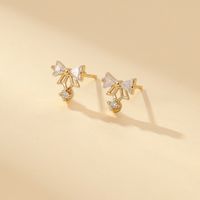 1 Pair Elegant Sweet Simple Style Bowtie Hollow Out Inlay Copper Zircon Ear Studs main image 4