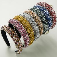 Women's Casual Vacation Classic Style Solid Color Alloy Cloth Inlay Rhinestones Hair Band main image 1