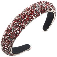 Women's Casual Vacation Classic Style Solid Color Alloy Cloth Inlay Rhinestones Hair Band sku image 1