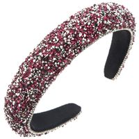 Women's Casual Vacation Classic Style Solid Color Alloy Cloth Inlay Rhinestones Hair Band sku image 3