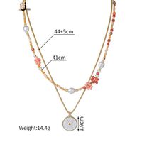 Simple Style Classic Style Flower Seed Bead Titanium Steel Beaded Plating Women's Layered Necklaces main image 2