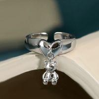 Wholesale Cute Bear Copper Charm White Gold Plated Charm Rings Open Rings main image 4