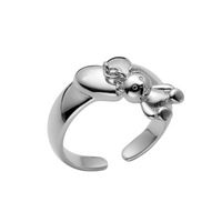 Wholesale Cute Bear Copper Charm White Gold Plated Charm Rings Open Rings main image 3