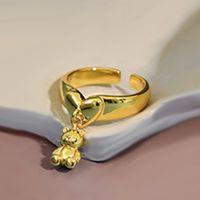 Wholesale Cute Bear Copper Charm White Gold Plated Charm Rings Open Rings main image 1