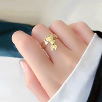 Wholesale Cute Bear Copper Charm White Gold Plated Charm Rings Open Rings main image 2