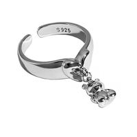 Wholesale Cute Bear Copper Charm White Gold Plated Charm Rings Open Rings sku image 1