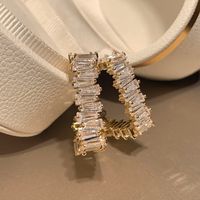 1 Pair Simple Style Shiny Geometric Inlay Brass Zircon 14K Gold Plated Ear Studs main image 4