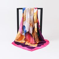 Women's Casual Ginkgo Leaf Satin Printing And Dyeing Printing Silk Scarf main image 3