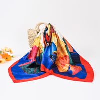 Women's Casual Ginkgo Leaf Satin Printing And Dyeing Printing Silk Scarf main image 4