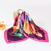 Mujeres Casual Hoja De Ginkgo Satín Estampado Y Teñido Impresión Pañuelo De Seda sku image 1