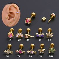 1 Piece Ear Cartilage Rings & Studs Ethnic Style Classic Style Star Leaves Heart Shape 304 Stainless Steel Copper Polishing Inlay Diamond 18K Gold Plated Ear Cartilage Rings & Studs main image 1