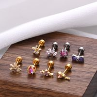 1 Piece Ear Cartilage Rings & Studs Ethnic Style Classic Style Star Leaves Heart Shape 304 Stainless Steel Copper Polishing Inlay Diamond 18K Gold Plated Ear Cartilage Rings & Studs main image 4