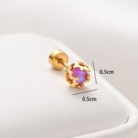 1 Piece Ear Cartilage Rings & Studs Ethnic Style Classic Style Star Leaves Heart Shape 304 Stainless Steel Copper Polishing Inlay Diamond 18K Gold Plated Ear Cartilage Rings & Studs sku image 3