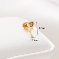 1 Piece Ear Cartilage Rings & Studs Ethnic Style Classic Style Star Leaves Heart Shape 304 Stainless Steel Copper Polishing Inlay Diamond 18K Gold Plated Ear Cartilage Rings & Studs sku image 18