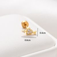 1 Piece Ear Cartilage Rings & Studs Ethnic Style Classic Style Star Leaves Heart Shape 304 Stainless Steel Copper Polishing Inlay Diamond 18K Gold Plated Ear Cartilage Rings & Studs sku image 12