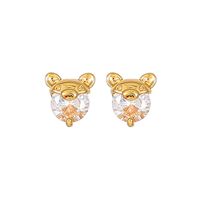 1 Pair Cute Sweet Simple Style Animal Round Inlay Copper Zircon Ear Studs main image 5