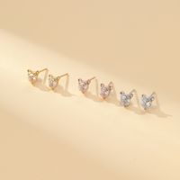 1 Pair Cute Sweet Simple Style Animal Round Inlay Copper Zircon Ear Studs main image 1