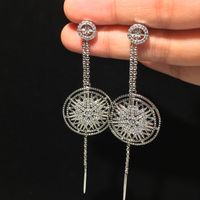 1 Pair Simple Style Shiny Snowflake Inlay Brass Zircon 14K Gold Plated Drop Earrings main image 4