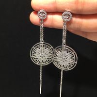 1 Pair Simple Style Shiny Snowflake Inlay Brass Zircon 14K Gold Plated Drop Earrings main image 1