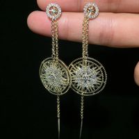 1 Pair Simple Style Shiny Snowflake Inlay Brass Zircon 14K Gold Plated Drop Earrings main image 3