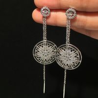 1 Pair Simple Style Shiny Snowflake Inlay Brass Zircon 14K Gold Plated Drop Earrings main image 5