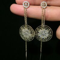 1 Pair Simple Style Shiny Snowflake Inlay Brass Zircon 14K Gold Plated Drop Earrings main image 6