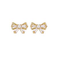 1 Pair Elegant Sweet Simple Style Bow Knot Inlay Copper Zircon Ear Studs main image 6