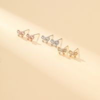 1 Pair Elegant Sweet Simple Style Bow Knot Inlay Copper Zircon Ear Studs main image 1