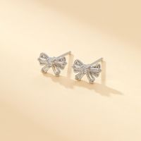 1 Pair Elegant Sweet Simple Style Bow Knot Inlay Copper Zircon Ear Studs main image 4