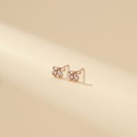 1 Pair Elegant Sweet Simple Style Cherry Hollow Out Inlay Copper Zircon Ear Studs main image 3