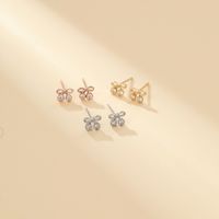 1 Pair Elegant Sweet Simple Style Cherry Hollow Out Inlay Copper Zircon Ear Studs main image 1