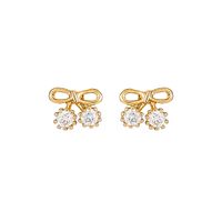 1 Pair Elegant Sweet Simple Style Cherry Hollow Out Inlay Copper Zircon Ear Studs main image 6