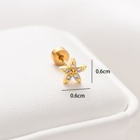 1 Piece Ear Cartilage Rings & Studs Ethnic Style Classic Style Star Leaves Heart Shape 304 Stainless Steel Copper Polishing Inlay Diamond 18K Gold Plated Ear Cartilage Rings & Studs sku image 15