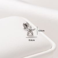 1 Piece Ear Cartilage Rings & Studs Ethnic Style Classic Style Star Leaves Heart Shape 304 Stainless Steel Copper Polishing Inlay Diamond 18K Gold Plated Ear Cartilage Rings & Studs sku image 9