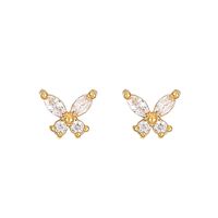 1 Pair Sweet Simple Style Classic Style Butterfly Inlay Copper Zircon Ear Studs main image 6