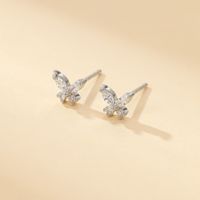1 Pair Sweet Simple Style Classic Style Butterfly Inlay Copper Zircon Ear Studs main image 5