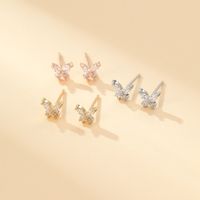 1 Pair Sweet Simple Style Classic Style Butterfly Inlay Copper Zircon Ear Studs main image 1