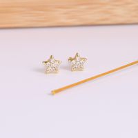 Copper 18K Gold Plated Sweet Simple Style Inlay Star Moon Zircon Ear Studs main image 4