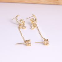 Copper 18K Gold Plated Sweet Simple Style Inlay Star Moon Zircon Ear Studs main image 5