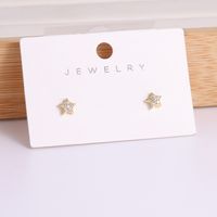Copper 18K Gold Plated Sweet Simple Style Inlay Star Moon Zircon Ear Studs main image 8